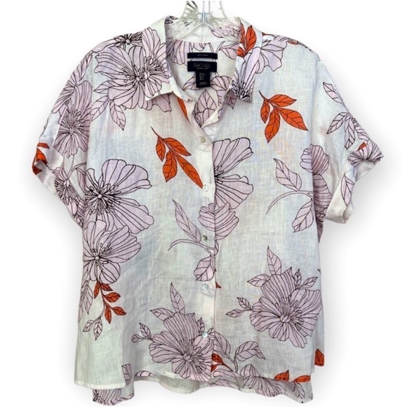 Rachel Roy 100% Linen floral print top! - Picture 1 of 3